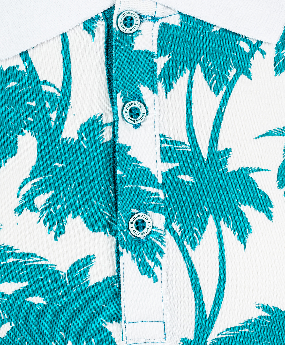 фото Белое поло с орнаментом пальмы button blue