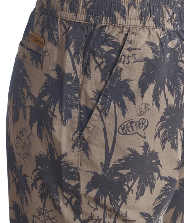 фото Брюки хаки с орнаментом пальмы button blue (104)