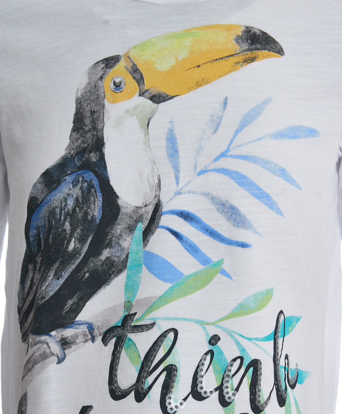 фото Белая хлопковая футболка с принтом button blue