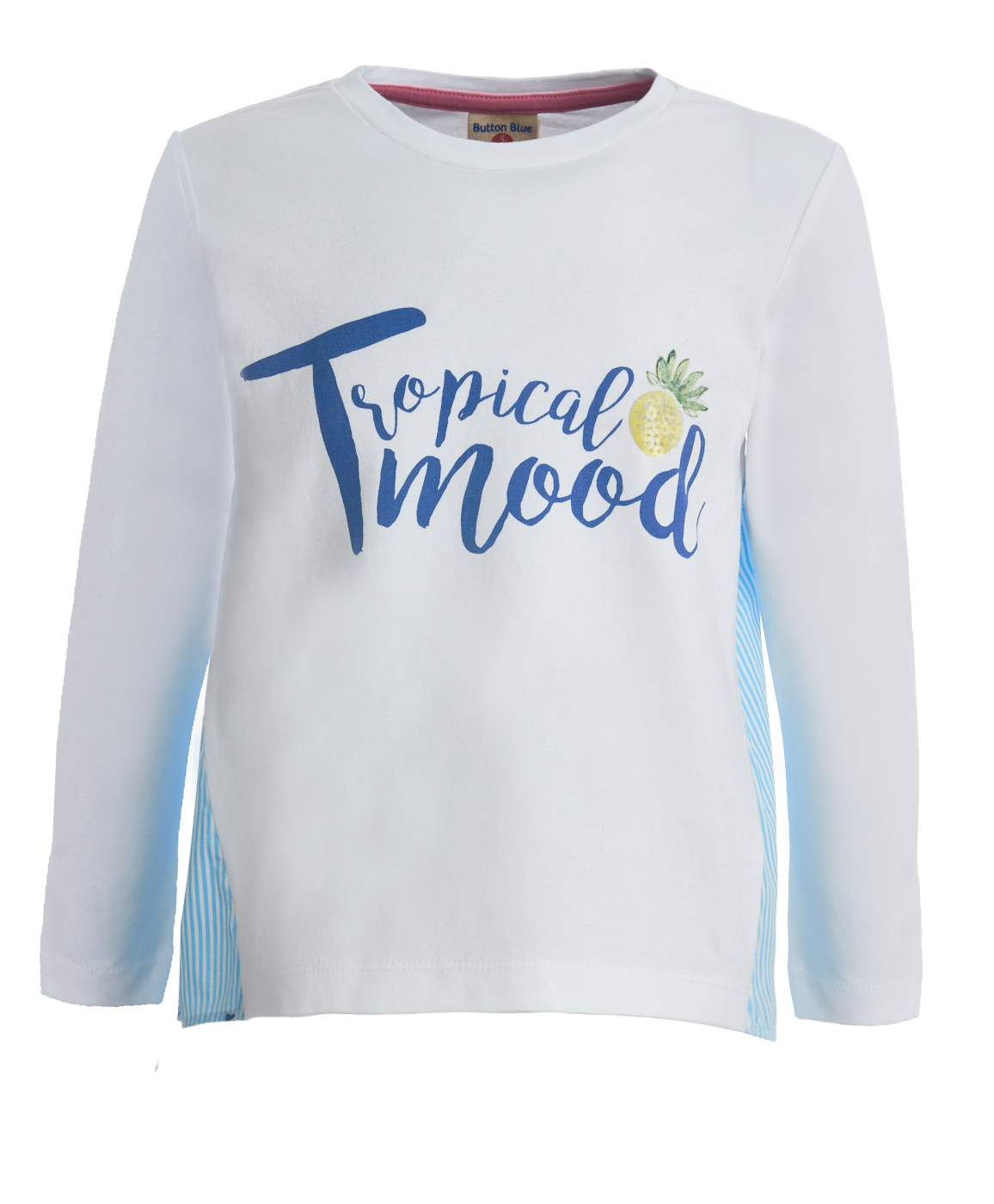 фото Белая футболка с декором button blue