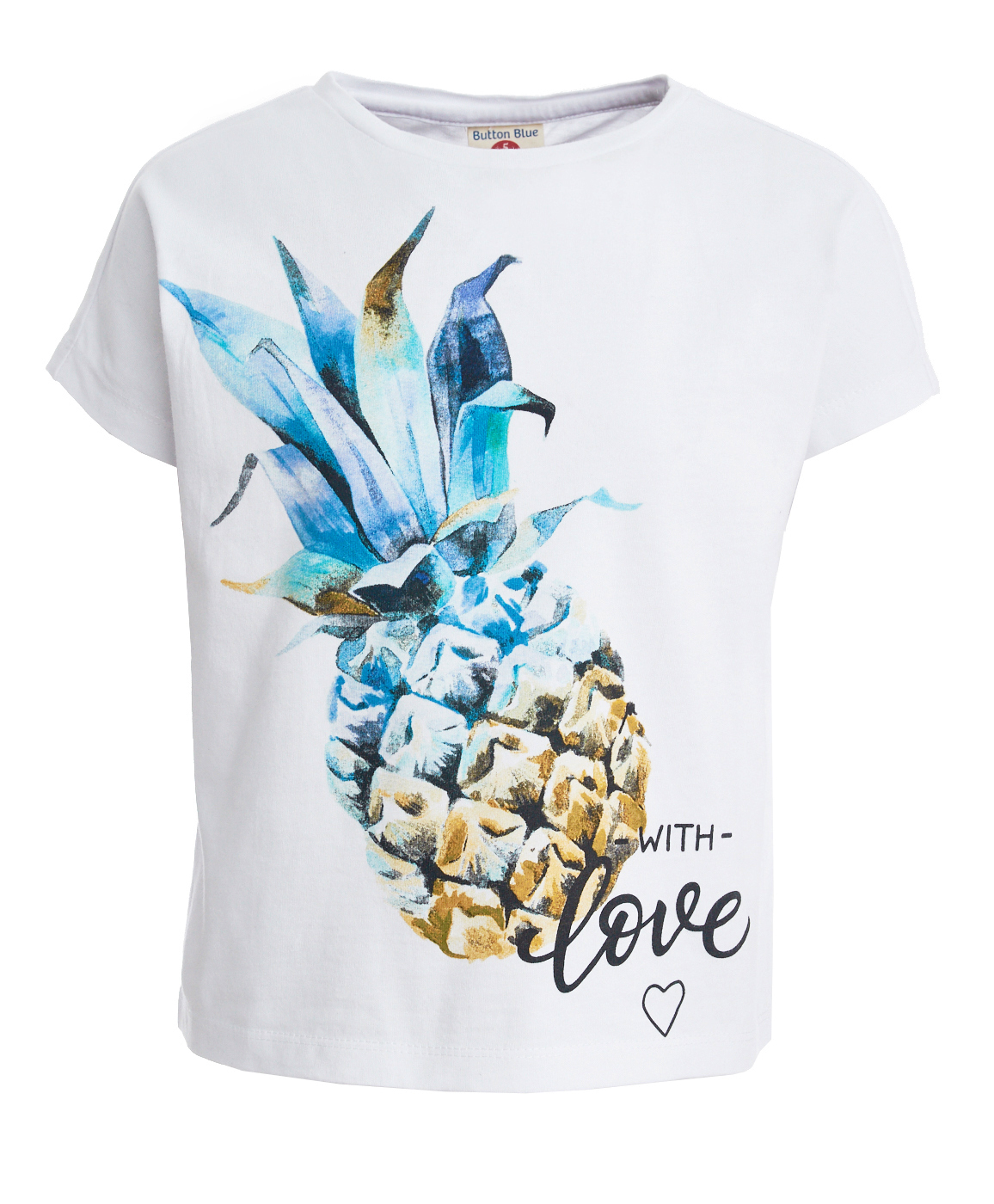 фото Белая футболка с принтом button blue