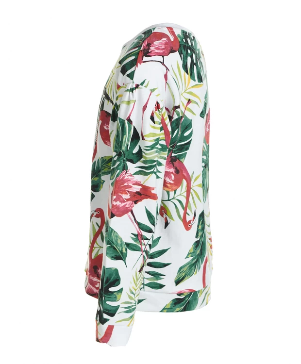 фото Белая толстовка с орнаментом фламинго button blue (98)