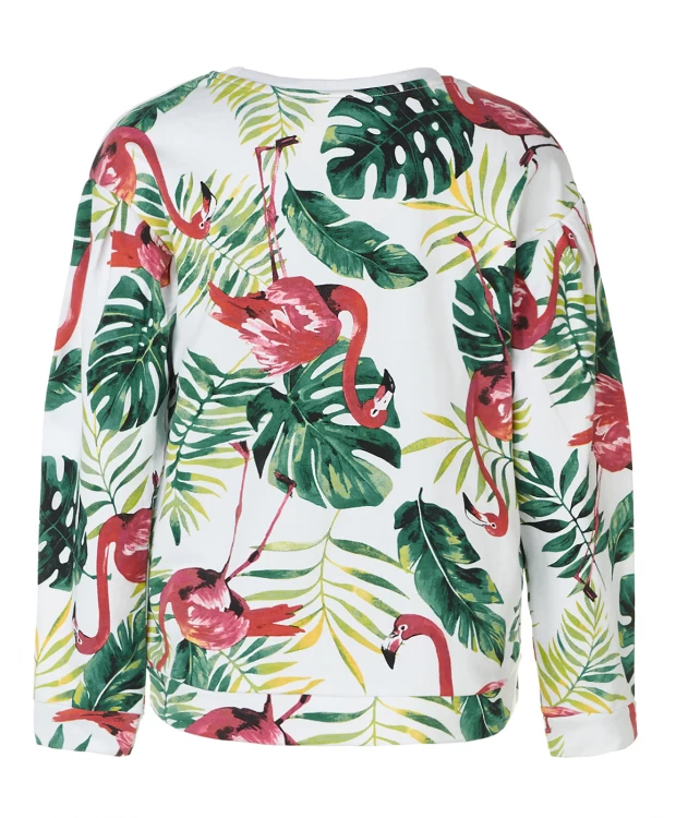 фото Белая толстовка с орнаментом фламинго button blue (98)