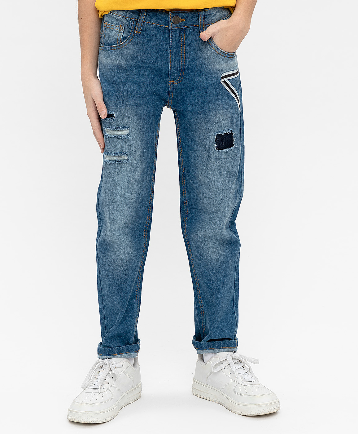 фото Синие джинсы regular fit button blue