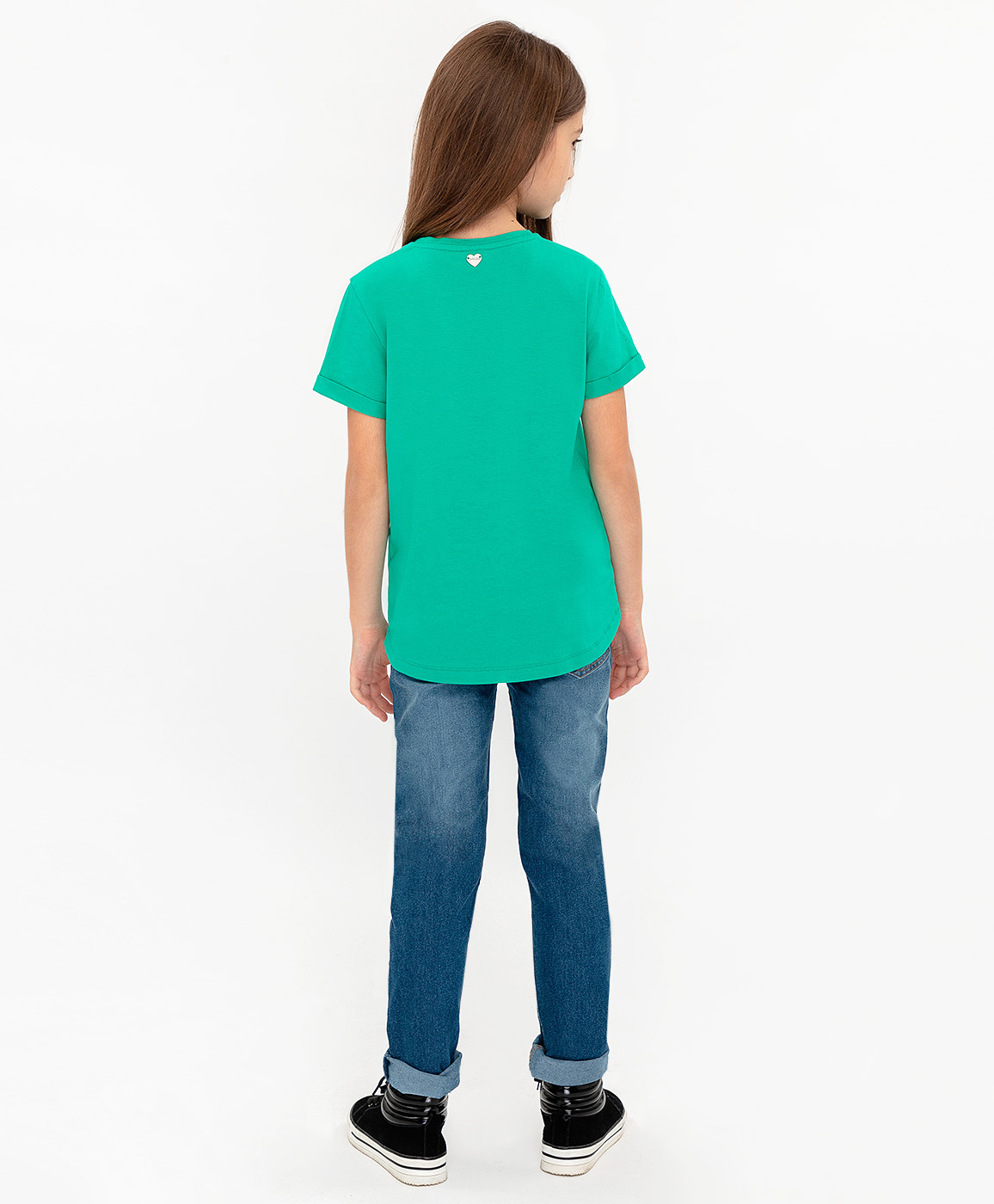 фото Зеленая футболка с удлиненной спинкой button blue