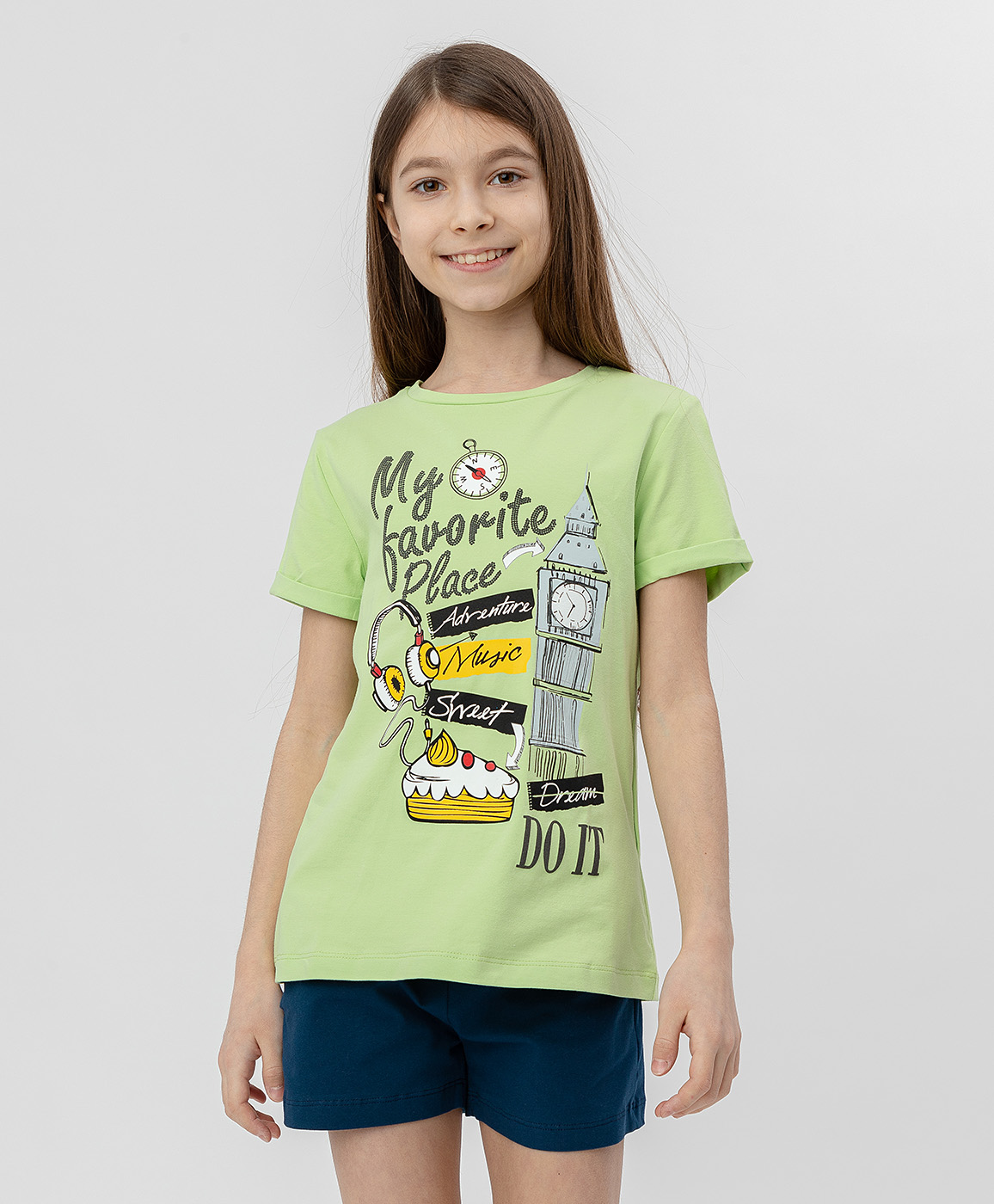 фото Салатовая футболка с коротким рукавом button blue