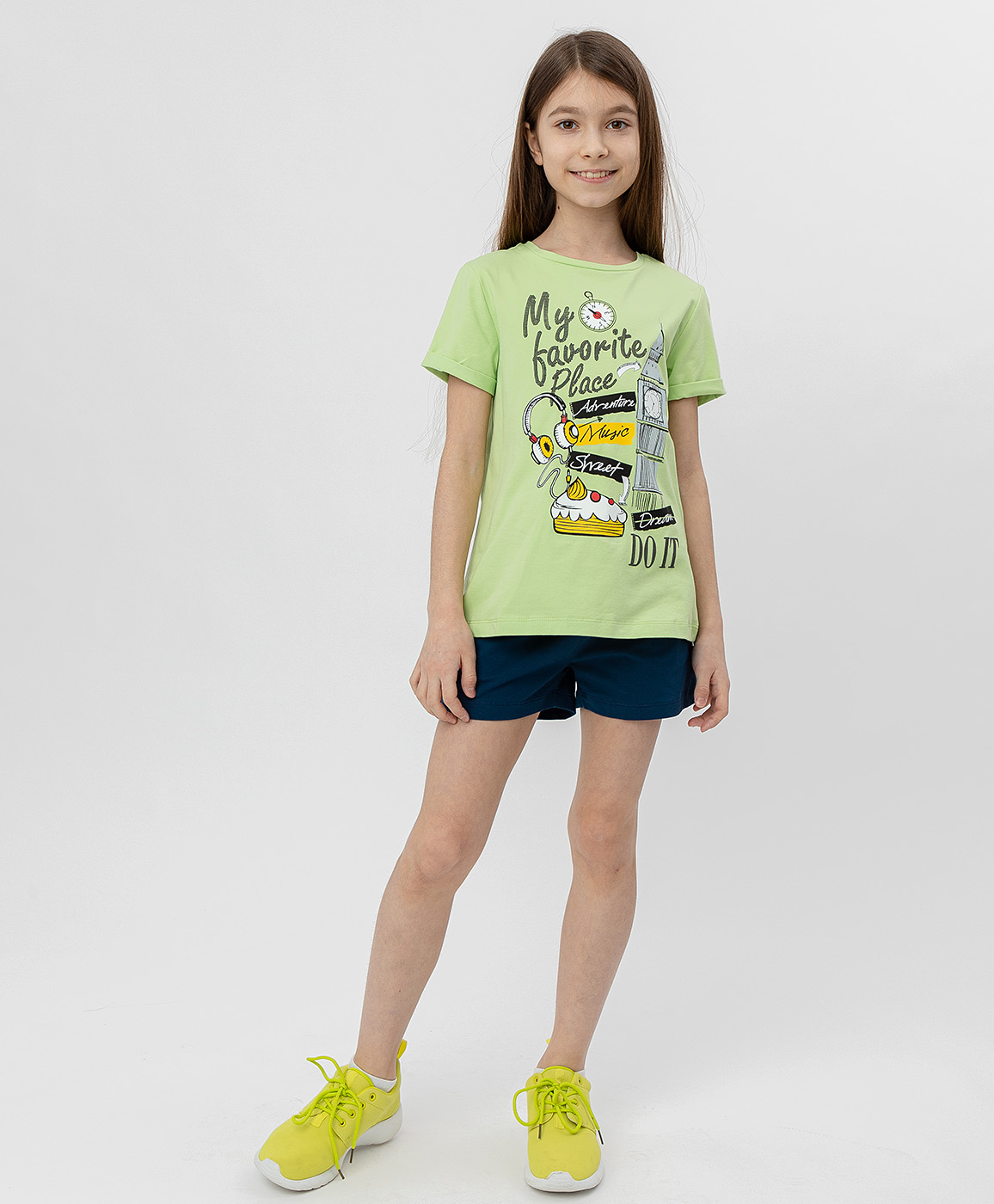 фото Салатовая футболка с коротким рукавом button blue