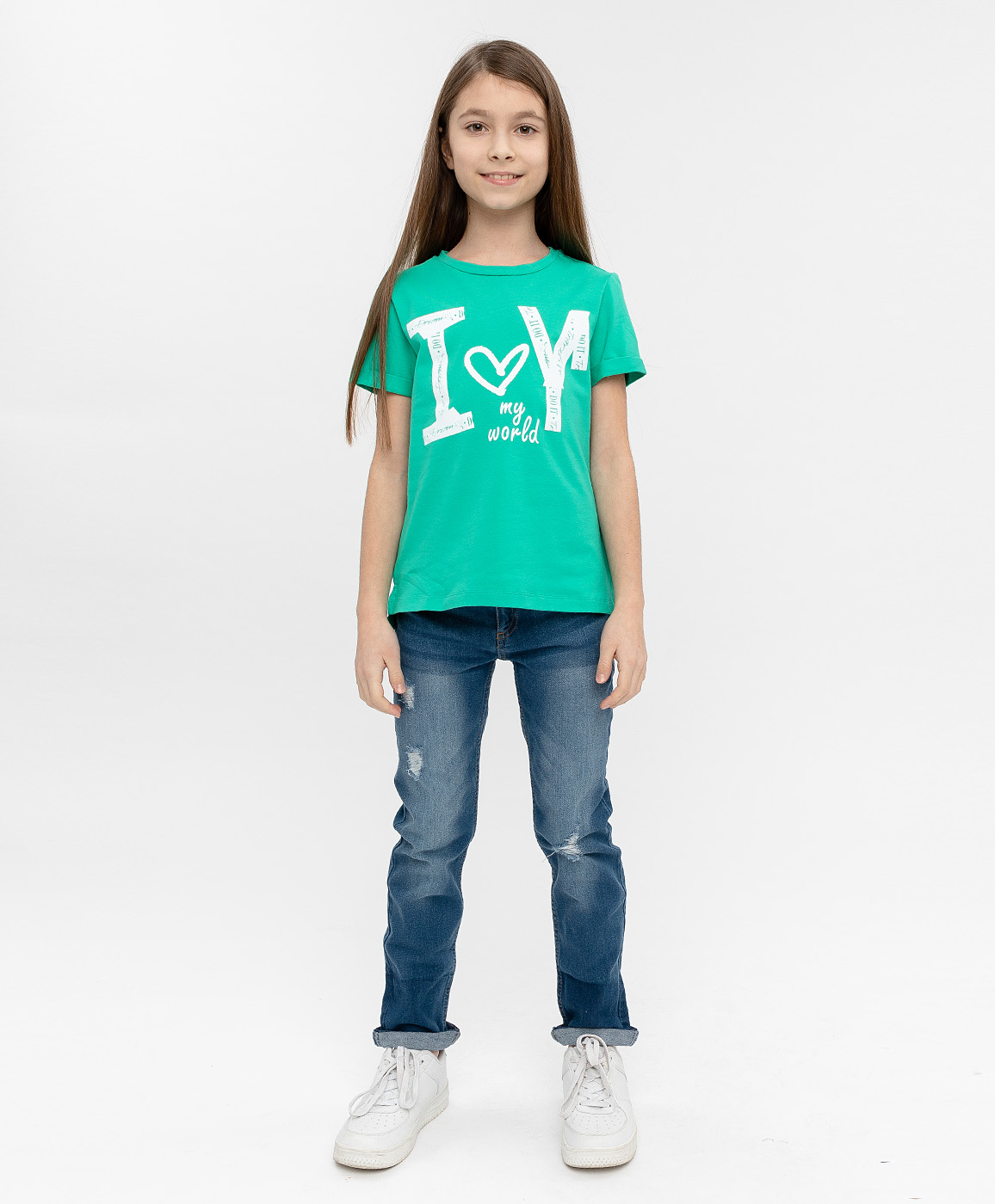 фото Зеленая футболка с принтом button blue