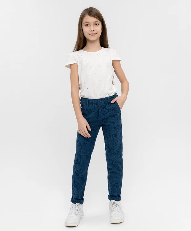 фото Синие жаккардовые брюки button blue (128)