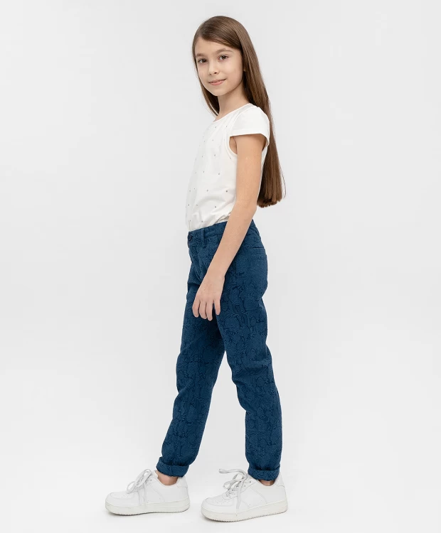 фото Синие жаккардовые брюки button blue (128)