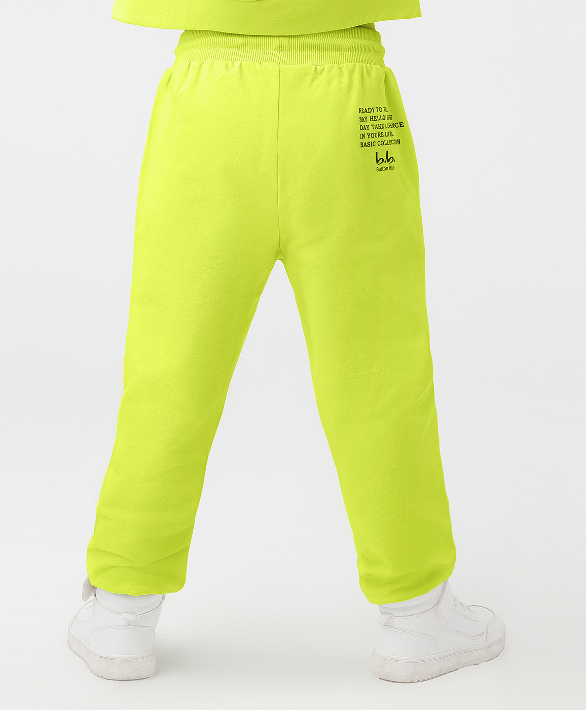 фото Брюки трикотажные с поясом на резинке салатовые button blue