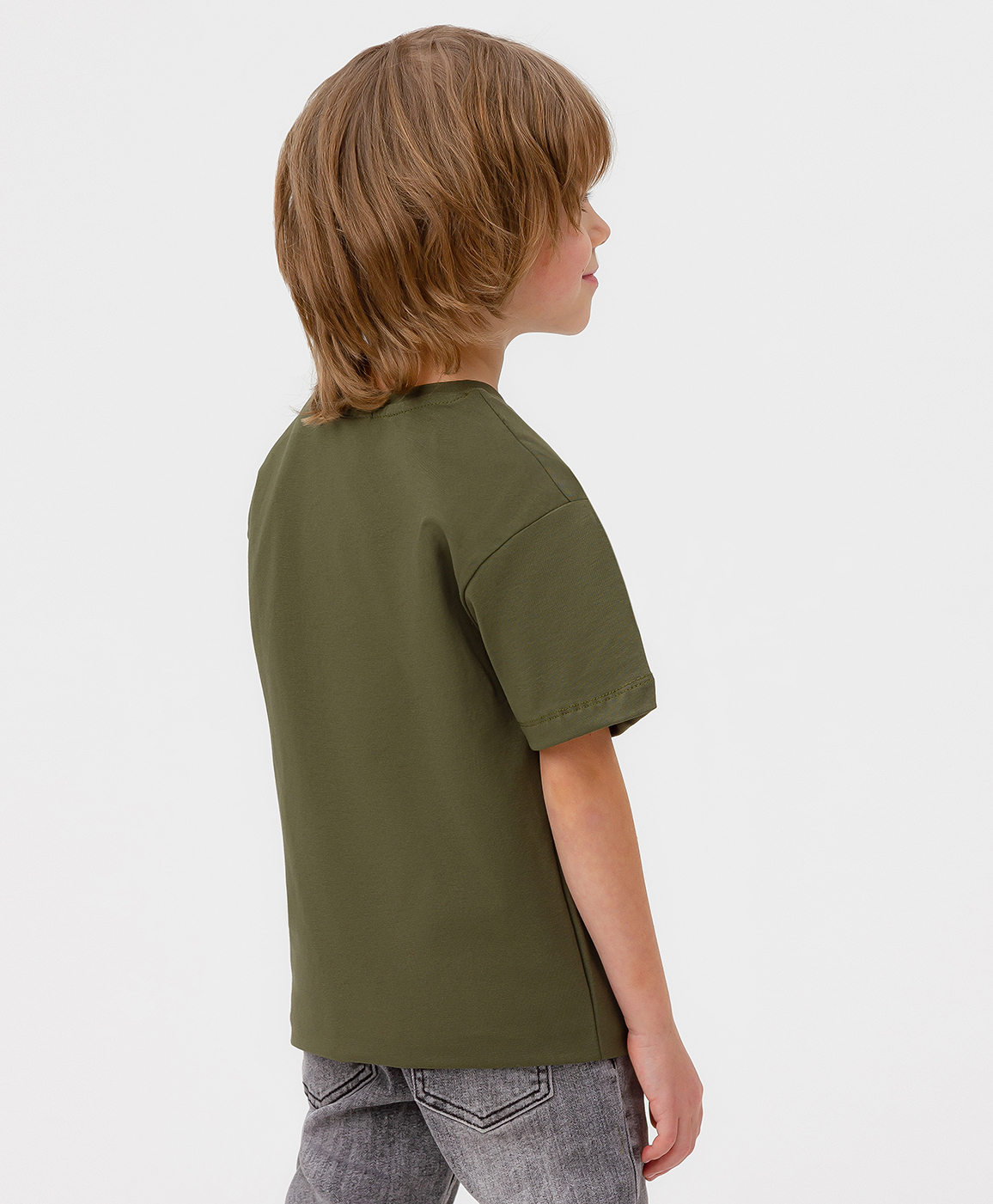 фото Футболка с коротким рукавом цвета хаки button blue