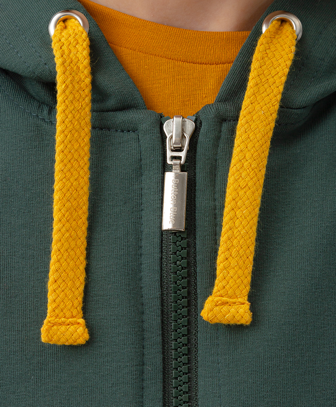 фото Толстовка с капюшоном на молнии зеленая button blue