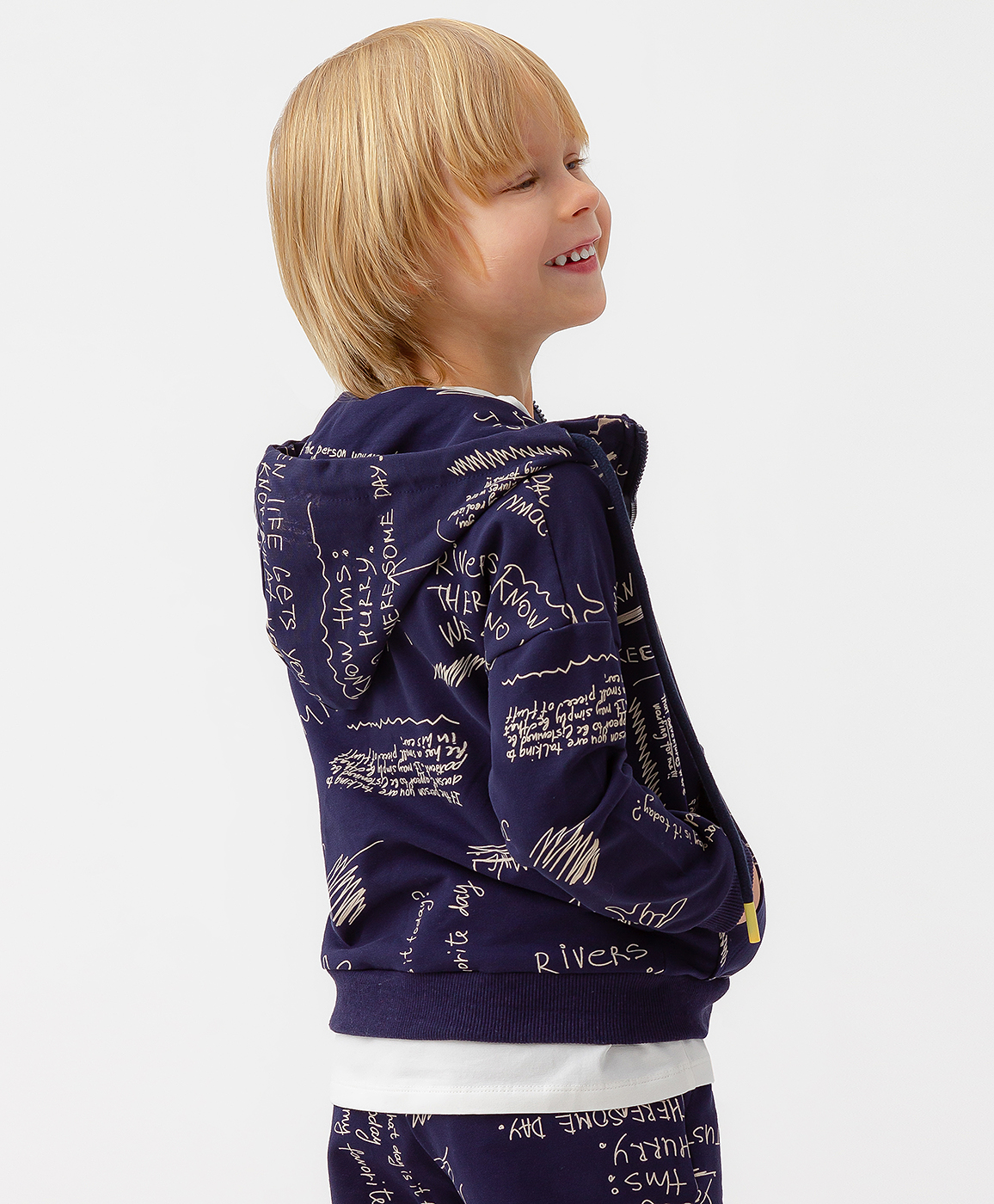 фото Толстовка трикотажная с капюшоном темно-синяя button blue