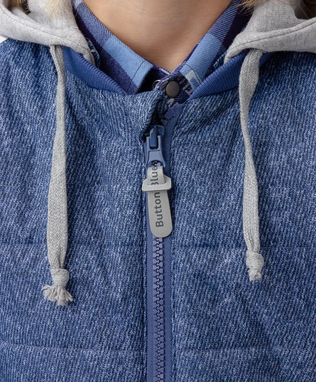 фото Куртка демисезонная с принтом под джинсовку синяя button blue (116)