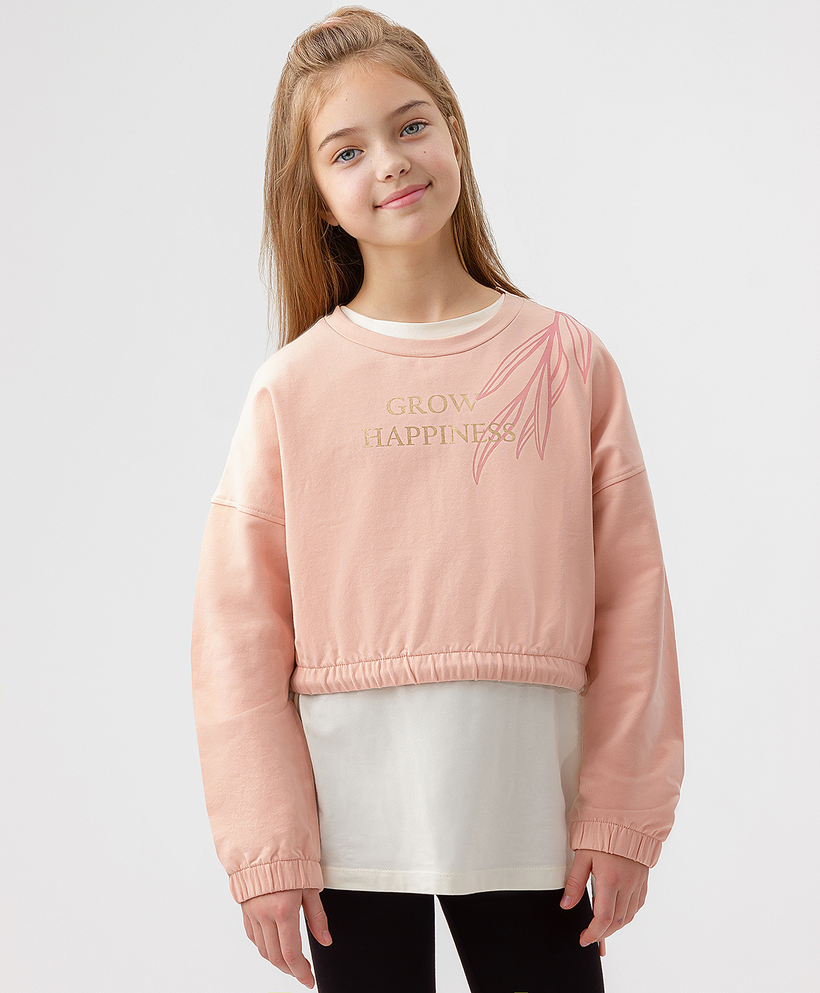 фото Толстовка укороченная оверсайз светло-розовая button blue