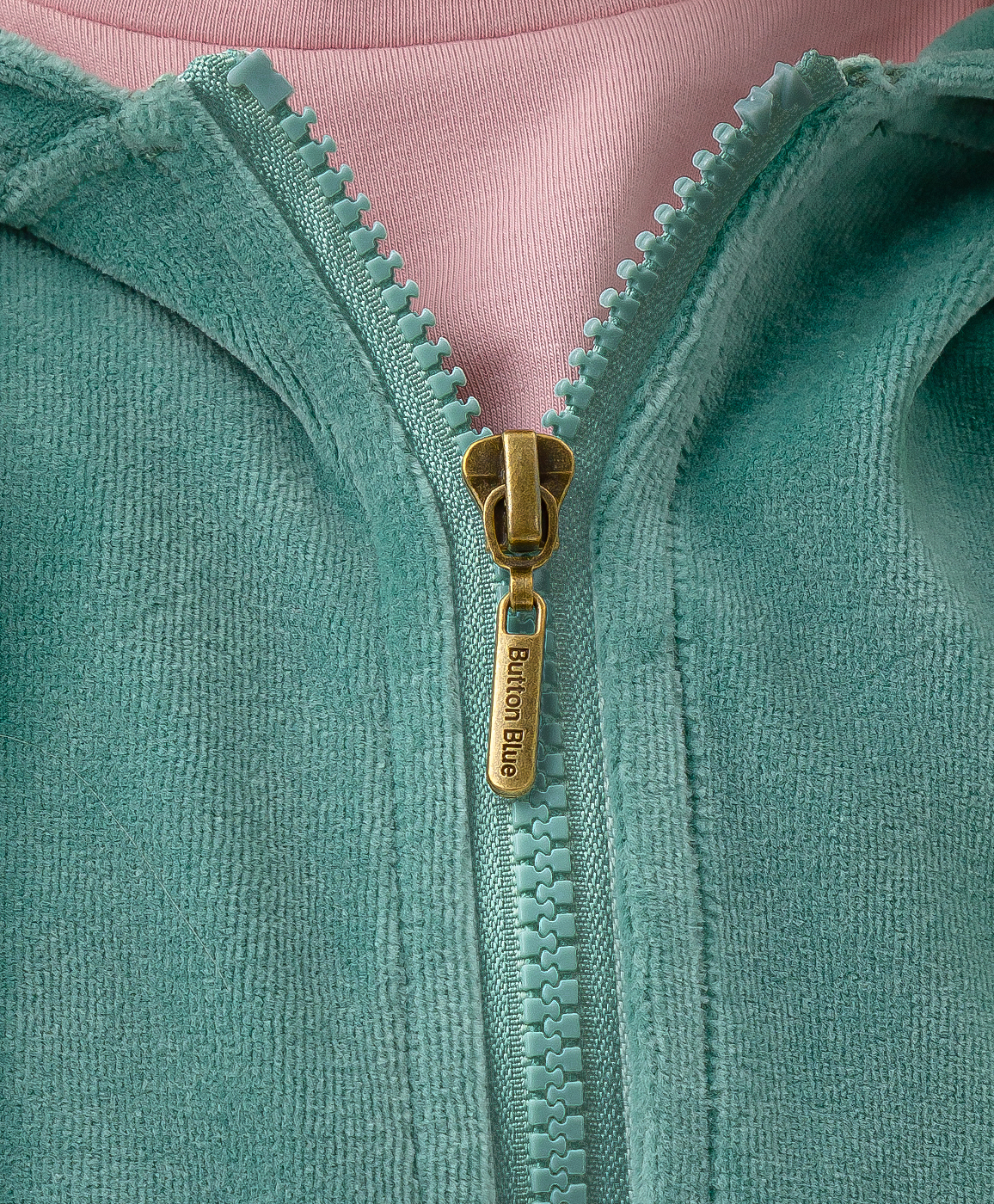 фото Толстовка велюровая с капюшоном зеленая button blue