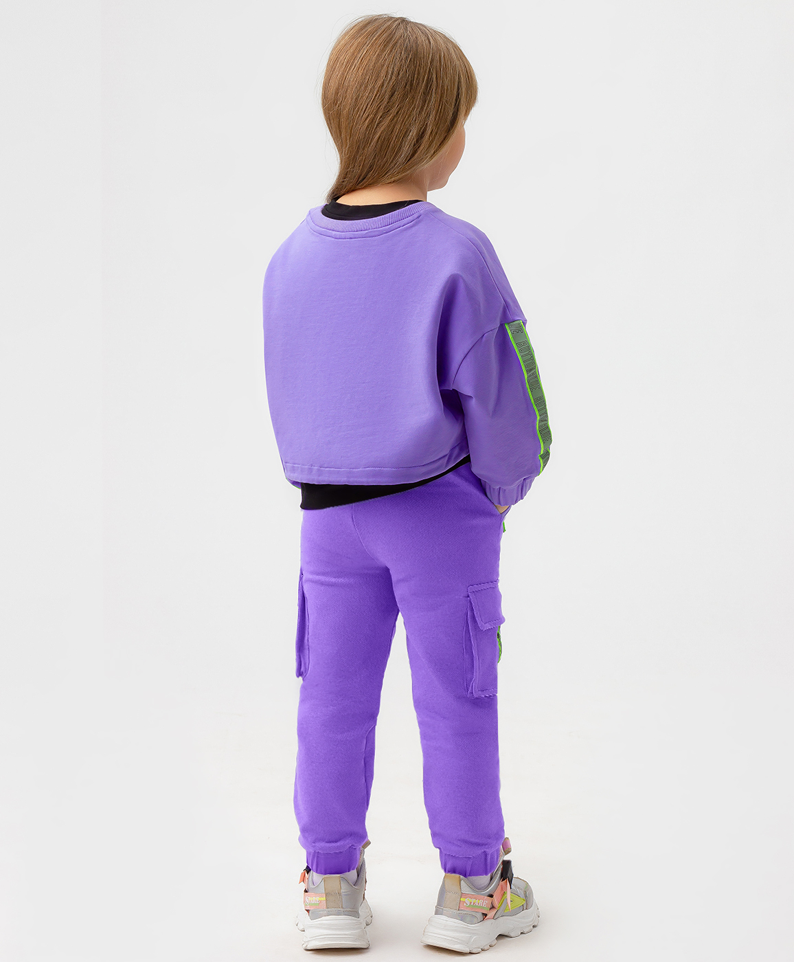 фото Брюки-карго с поясом на резинке светло-фиолетовые button blue