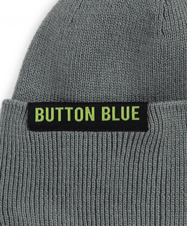 фото Шапка бини с подворотом детская button blue (56)