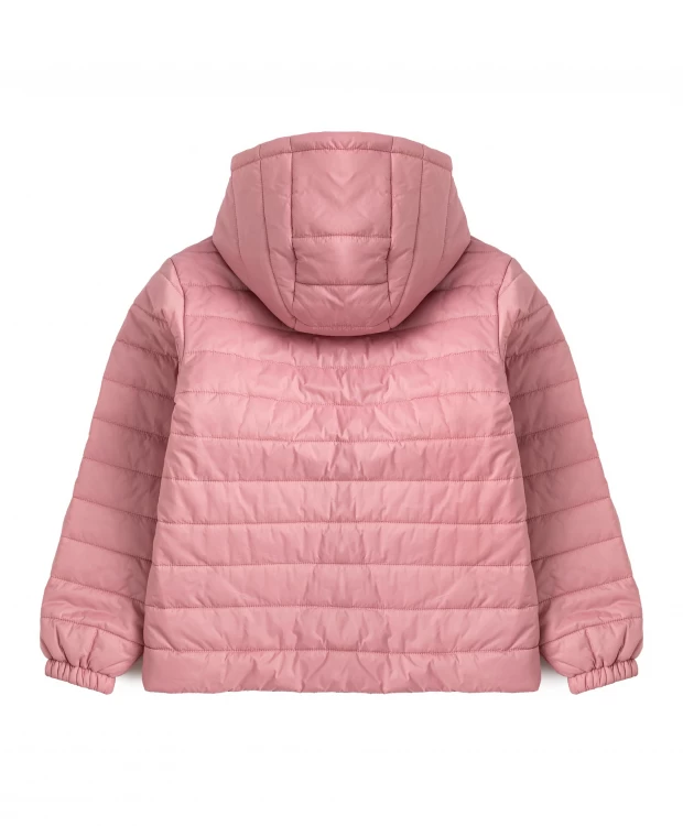 фото Куртка с капюшоном демисезонная стёганная розовая для девочки button blue (146)
