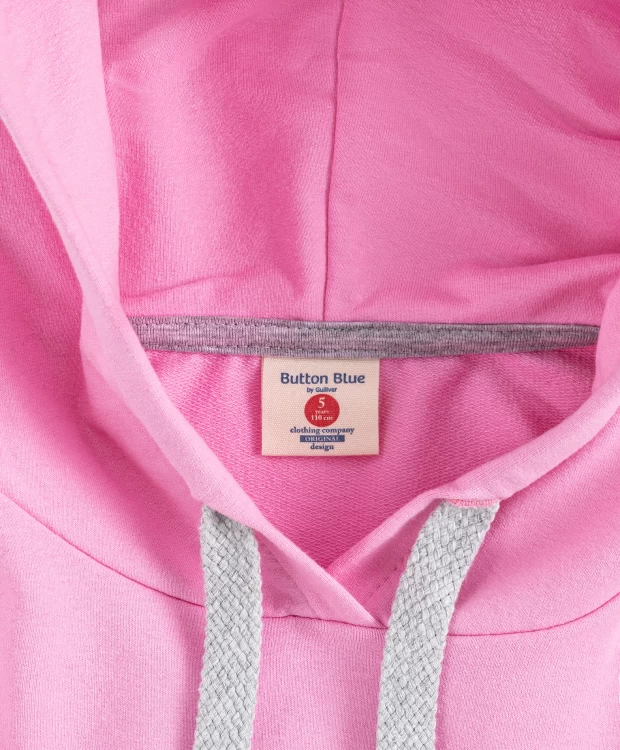 фото Худи оверсайз с капюшоном розовое для девочки button blue (122)
