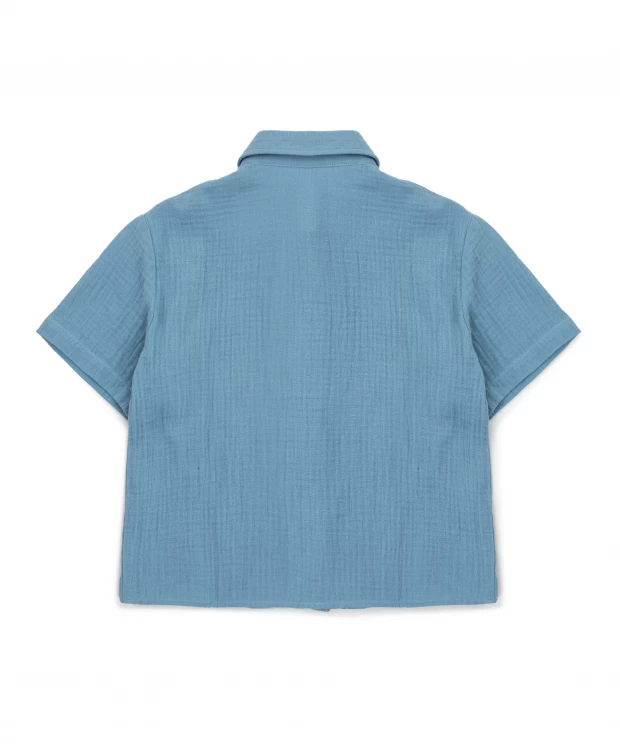 фото Рубашка с коротким рукавом голубая для девочки button blue (110)