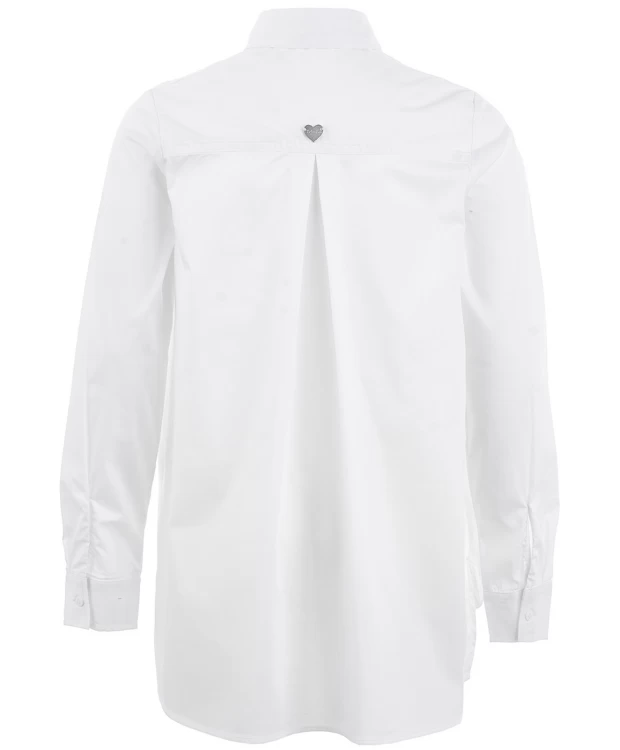фото Белая блузка с удлиненной спинкой button blue (122)
