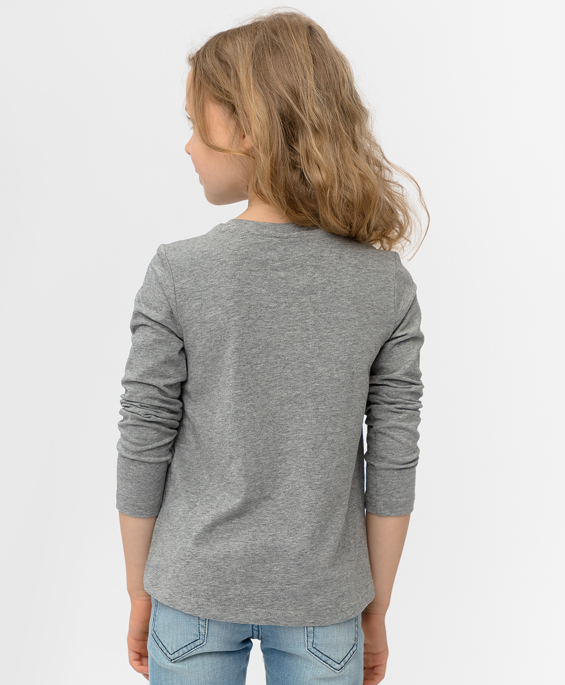 фото Серая футболка с длинным рукавом button blue