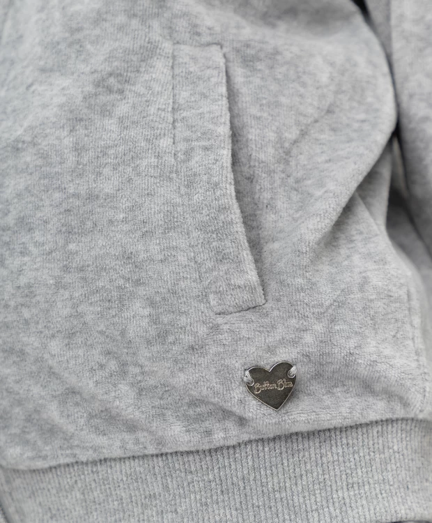 фото Серая велюровая толстовка button blue (116)