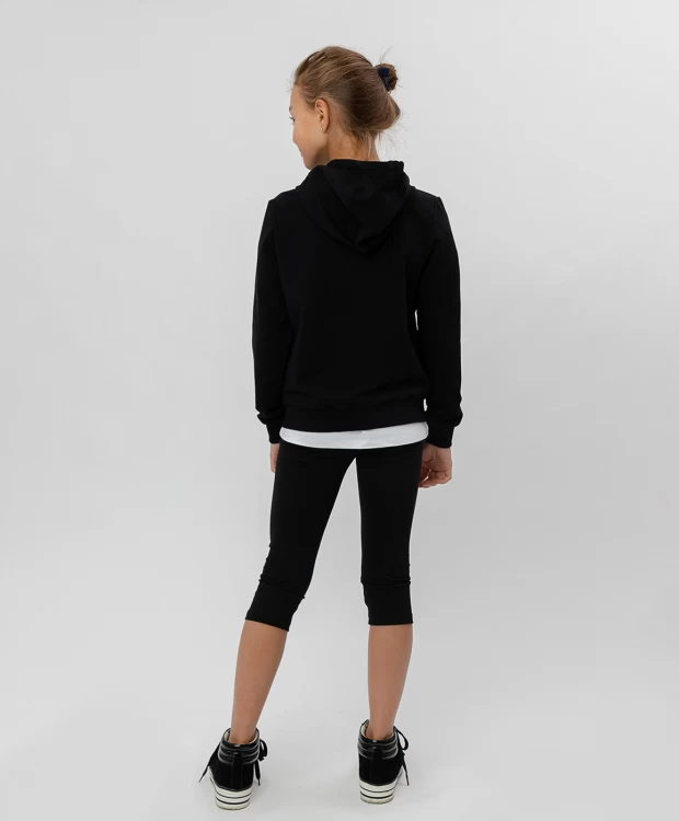 фото Черная толстовка с капюшоном button blue (134)