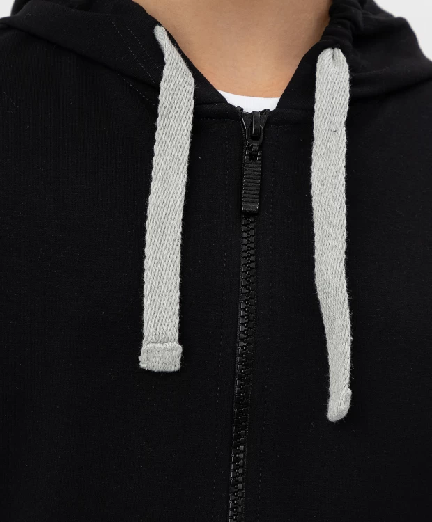 фото Черная толстовка с капюшоном button blue (134)