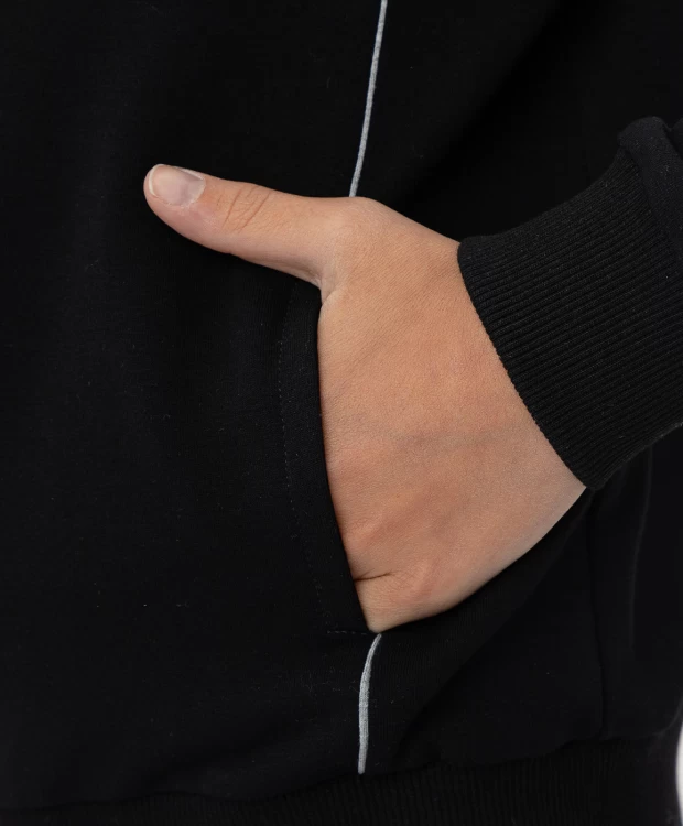 фото Черная толстовка с капюшоном button blue (134)