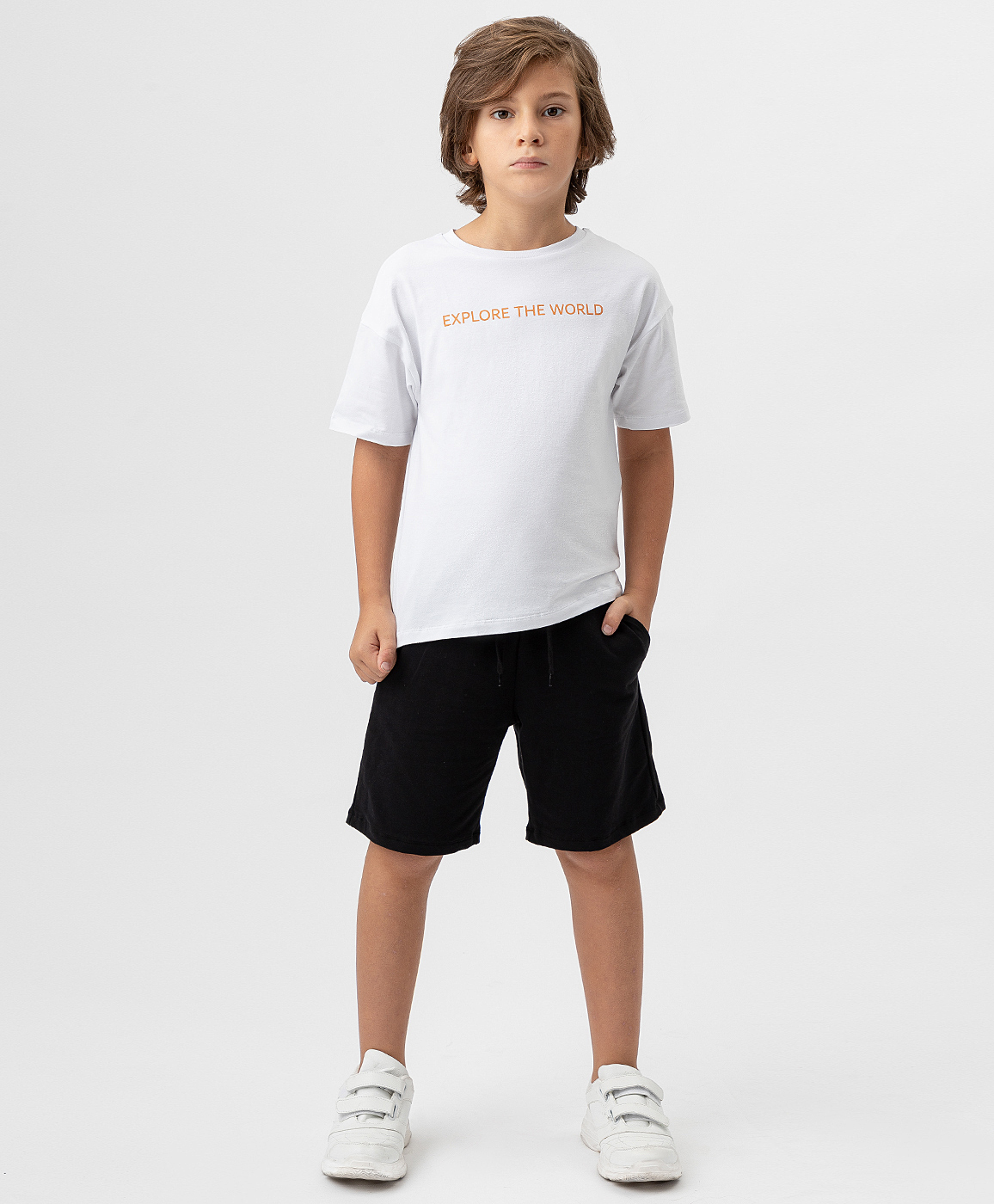 фото Шорты с карманами и поясом на резинке button blue