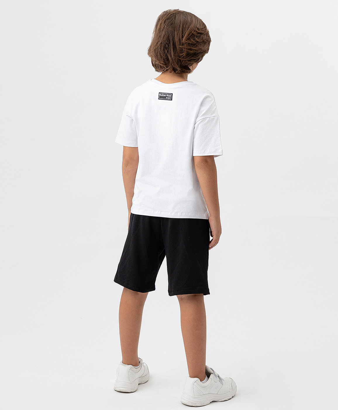 фото Шорты с карманами и поясом на резинке button blue