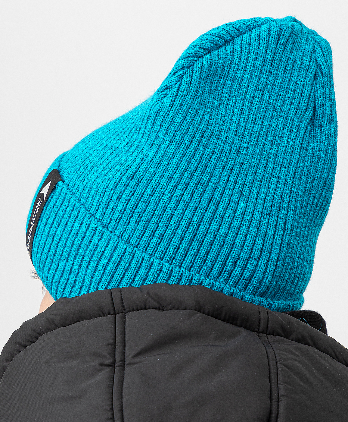 фото Шапка вязаная на флисовой подкладке голубая button blue