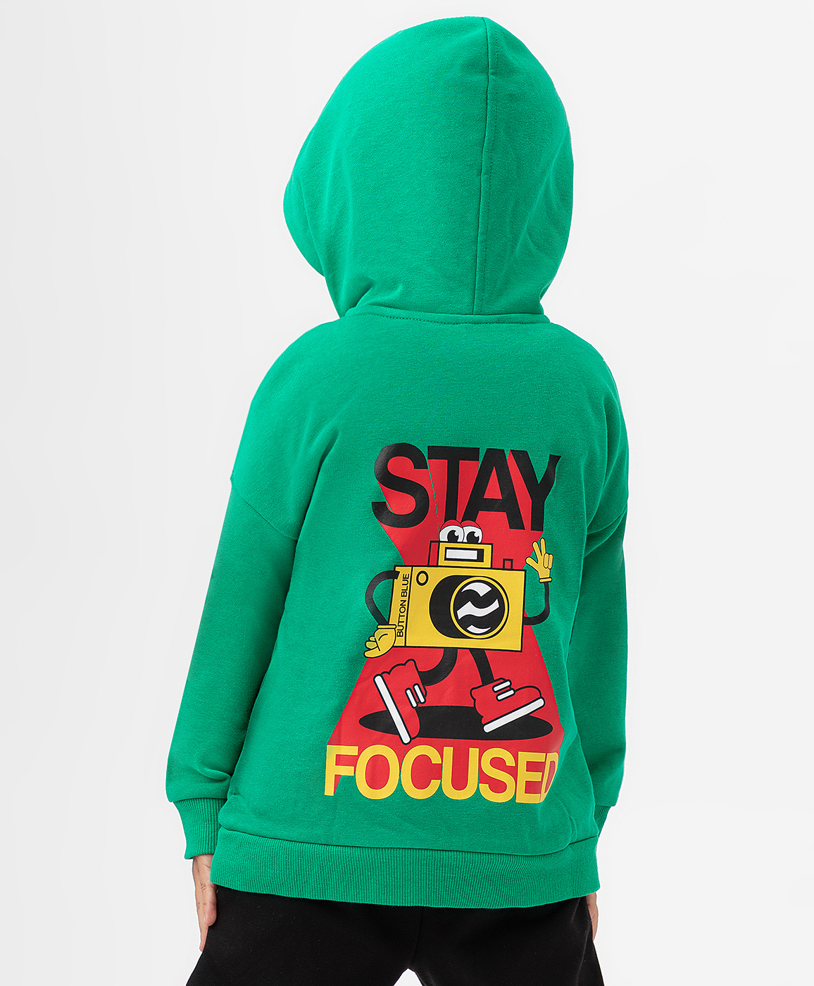 фото Худи с застежкой на молнию и карманом-кенгуру зеленое button blue