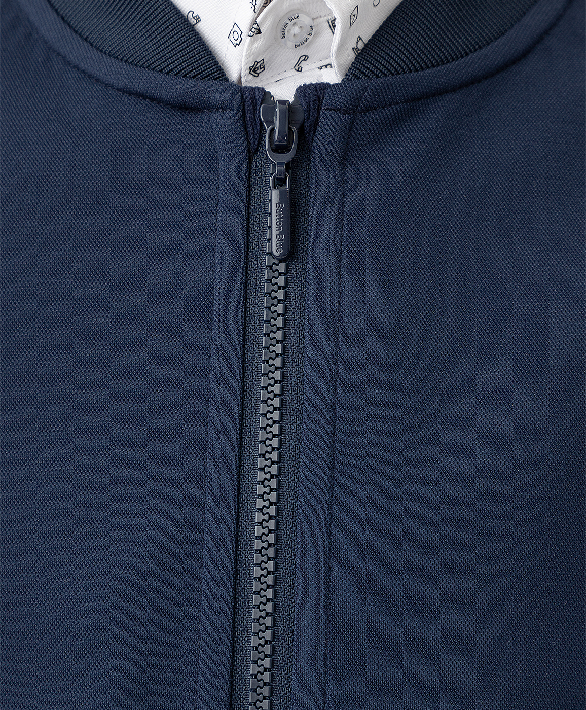 фото Толстовка (бомбер) на молнии без капюшона из плотного трикотажа синяя button blue