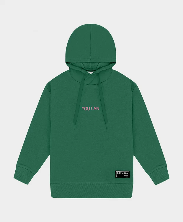 фото Худи с манжетами зеленое button blue (122)
