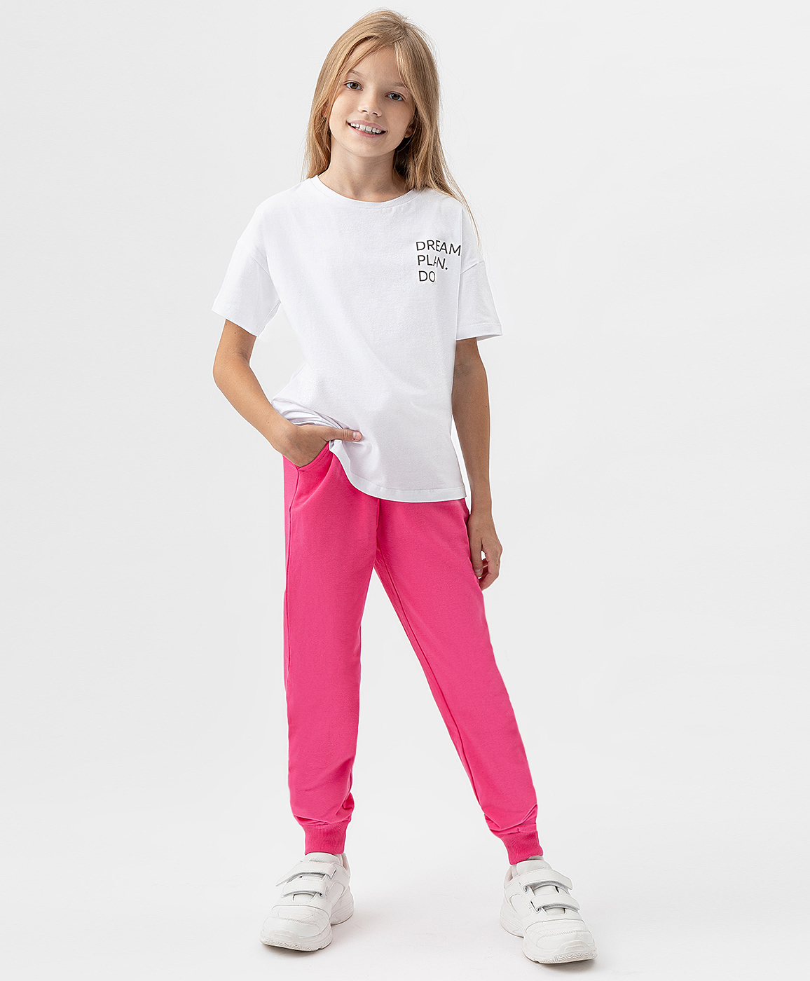 фото Брюки-джоггеры трикотажные розовые button blue