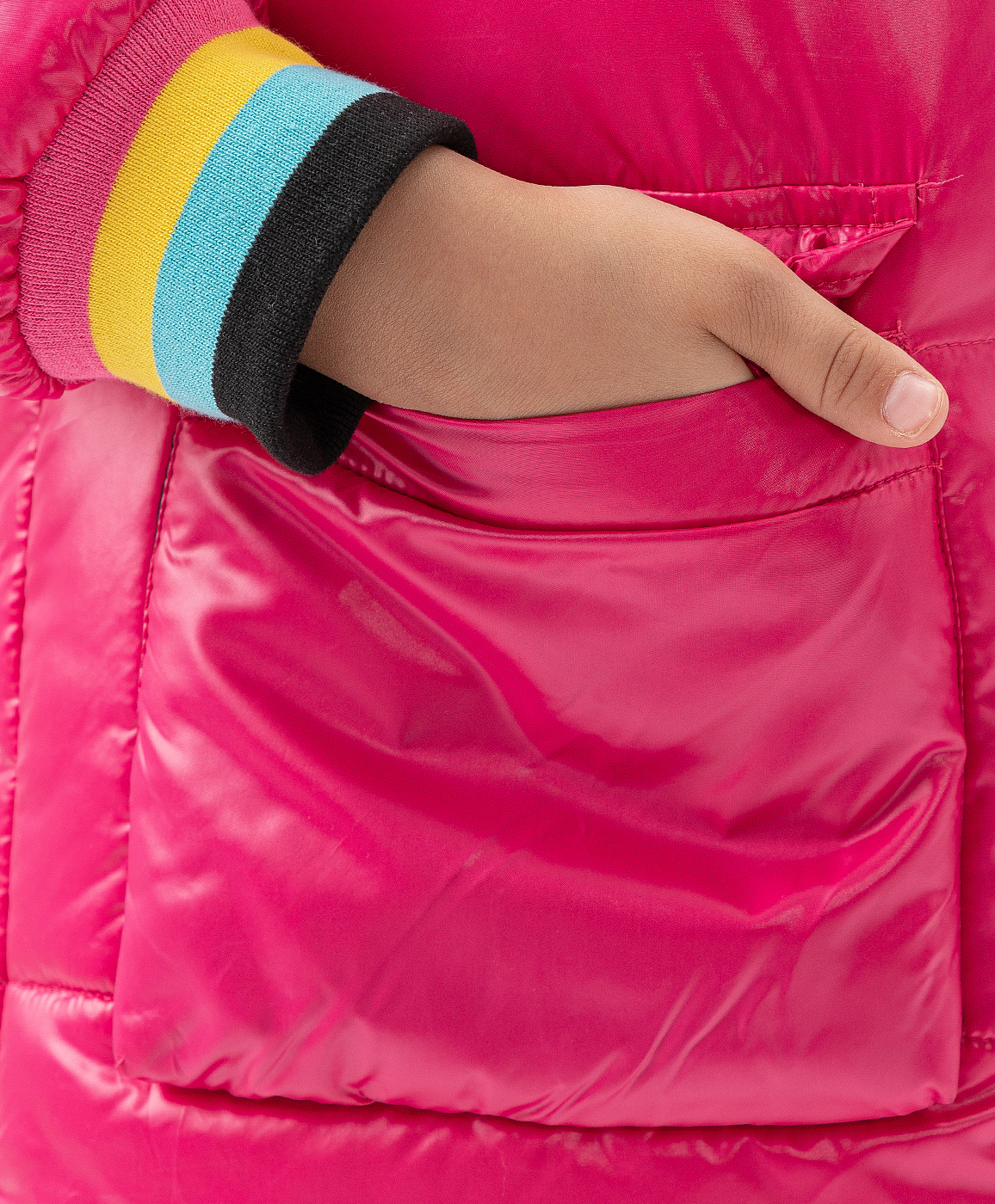 фото Полупальто зимнее с капюшоном розовое button blue