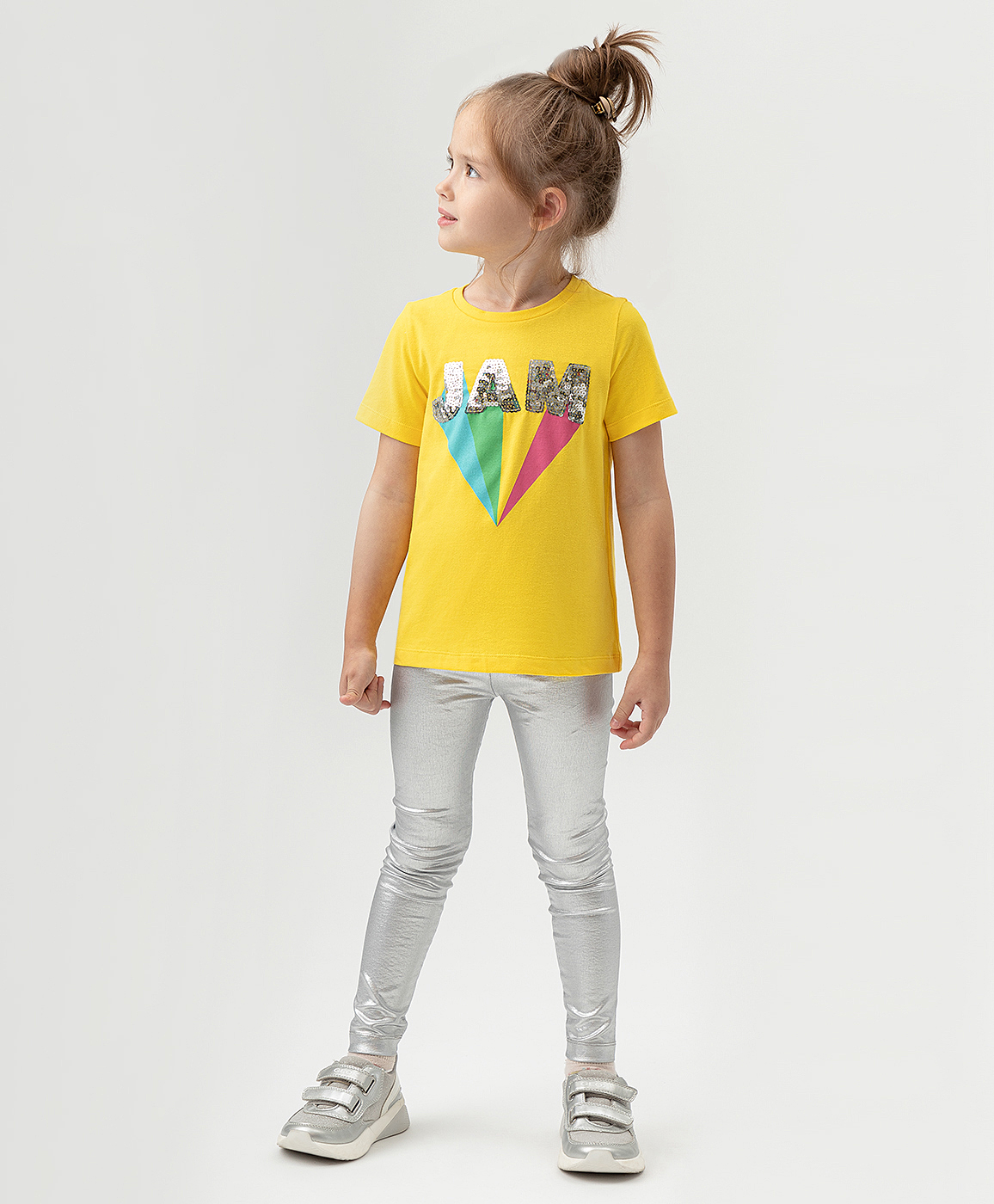 фото Леггинсы серебристые button blue