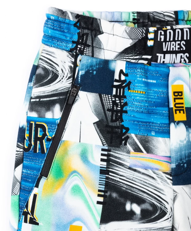 фото Брюки трикотажные с начесом мультицвет button blue (146)