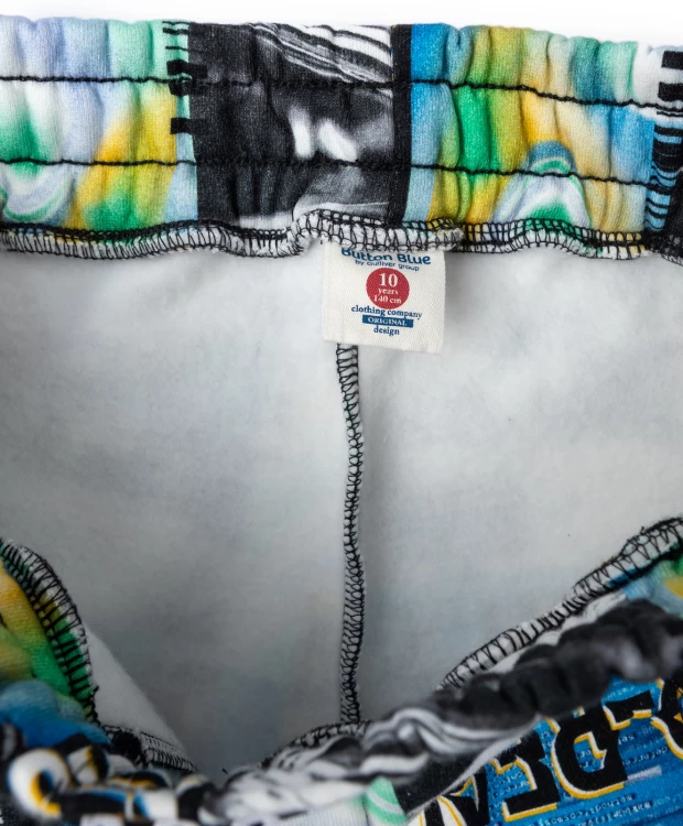 фото Брюки трикотажные с начесом мультицвет button blue (146)