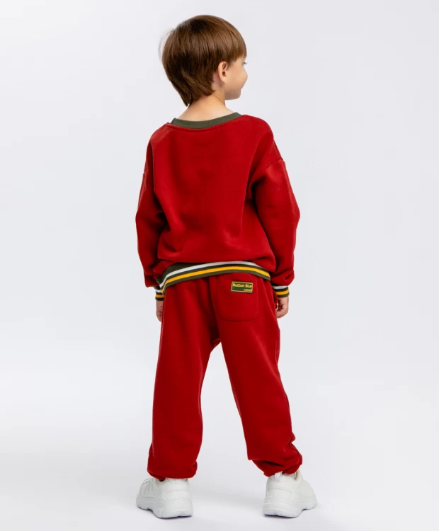 фото Брюки трикотажные с начесом красные button blue (110)