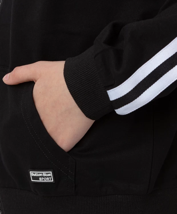 фото Толстовка на молнии с капюшоном черная button blue (164)