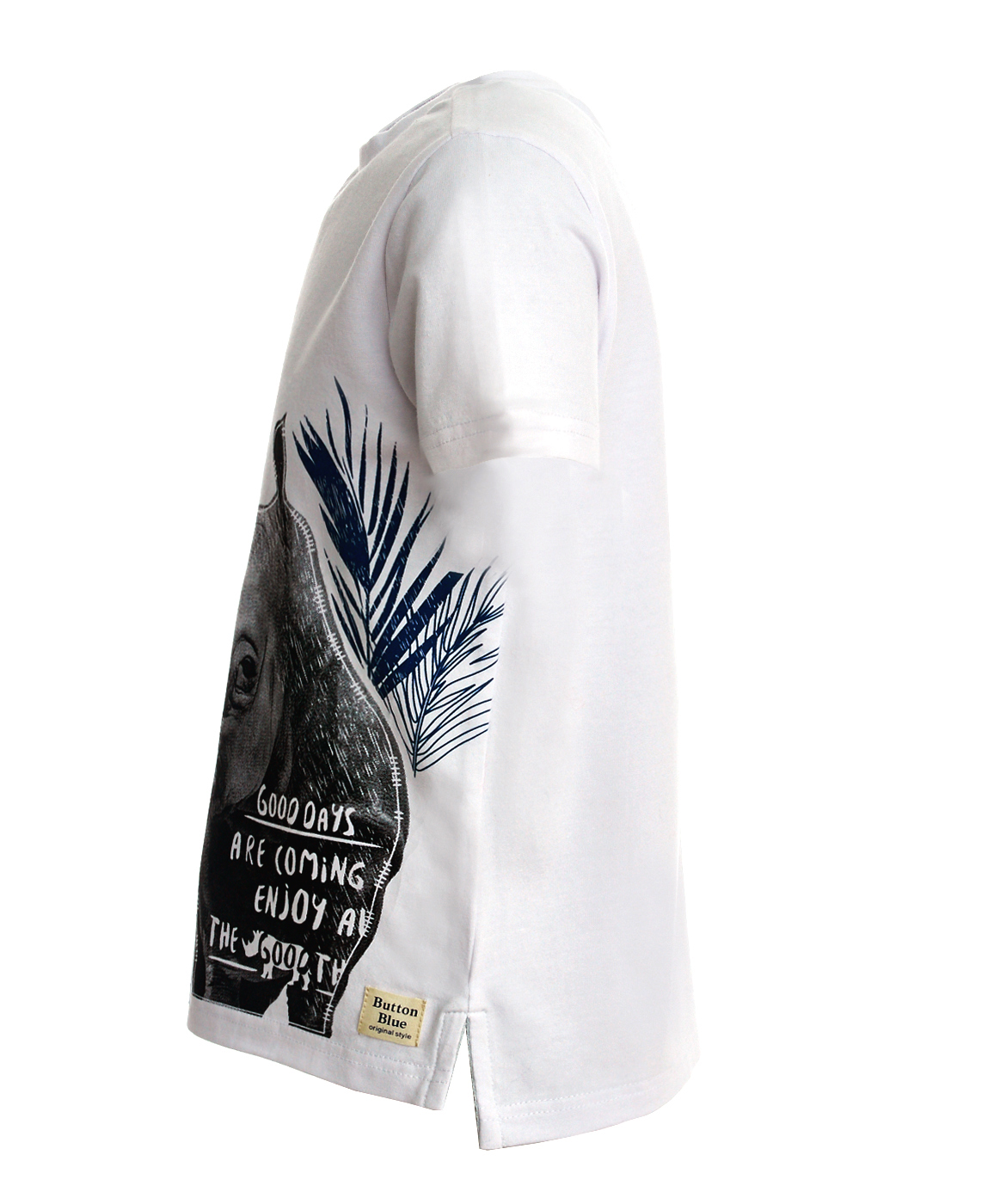 фото Белая футболка с принтом button blue