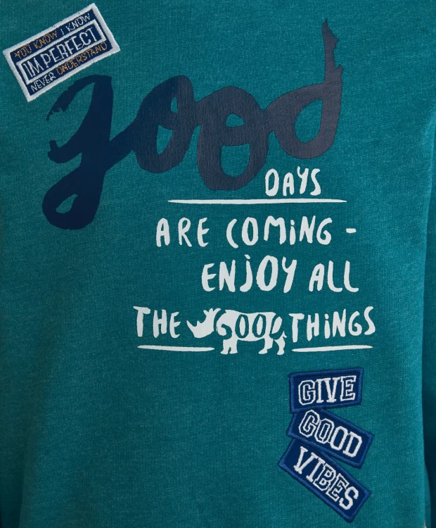 фото Бирюзовая толстовка из футера button blue (128)