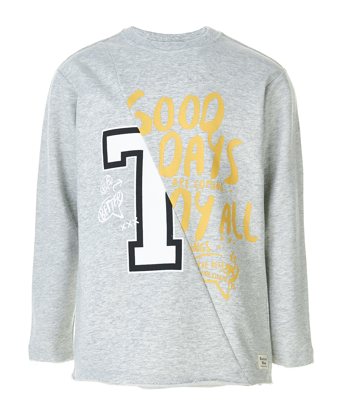 фото Серая толстовка из футера button blue