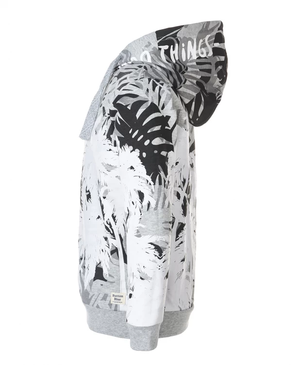 фото Серая толстовка с орнаментом пальмы button blue (146)