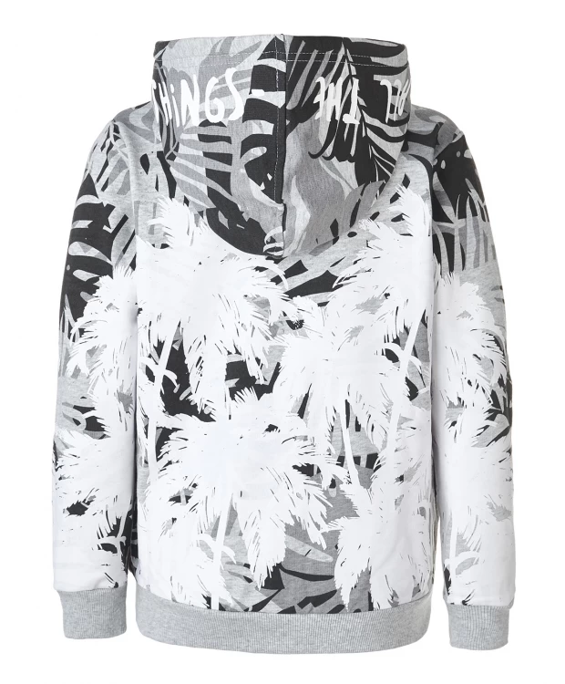 фото Серая толстовка с орнаментом пальмы button blue (146)